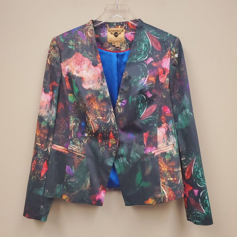 Ted Baker London Renee Botanical Nature Print Blazer Size 4 or US Large
